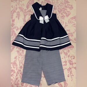 Bonnie Jean Navy and White Sailor Stripe Matching Set